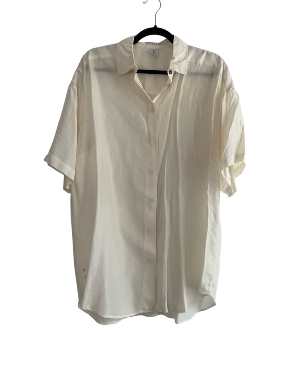 Vintage Express Compagnie Internationale 100% Silk Ivory Oversized Button Front